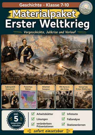 Cover – Erster Weltkrieg - Vorgeschichte, Beginn und Verlauf | Materialpaket