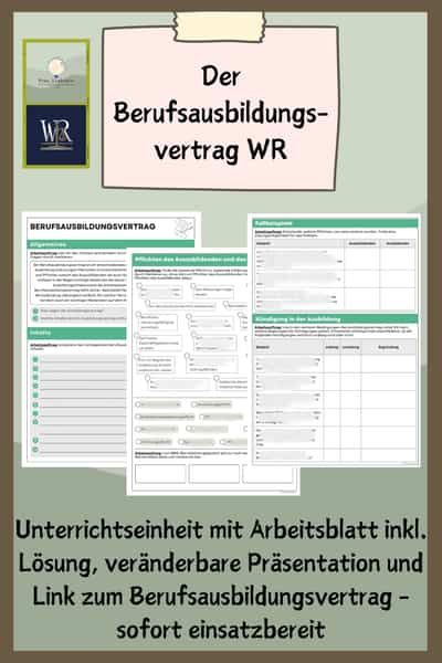 Cover – Berufsausbildungsvertrag WR 8/9