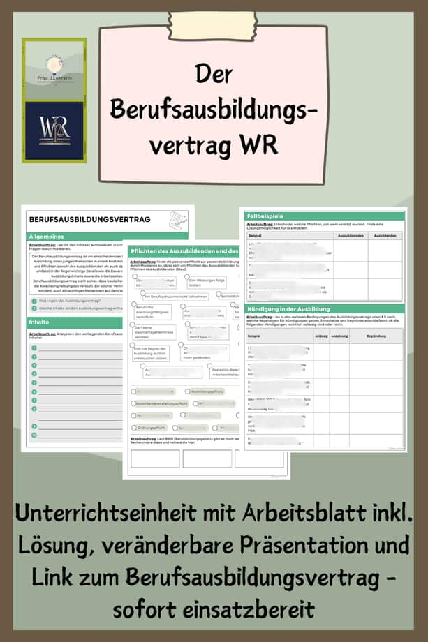 Vorschau – Berufsausbildungsvertrag WR 8/9 – Seite 1