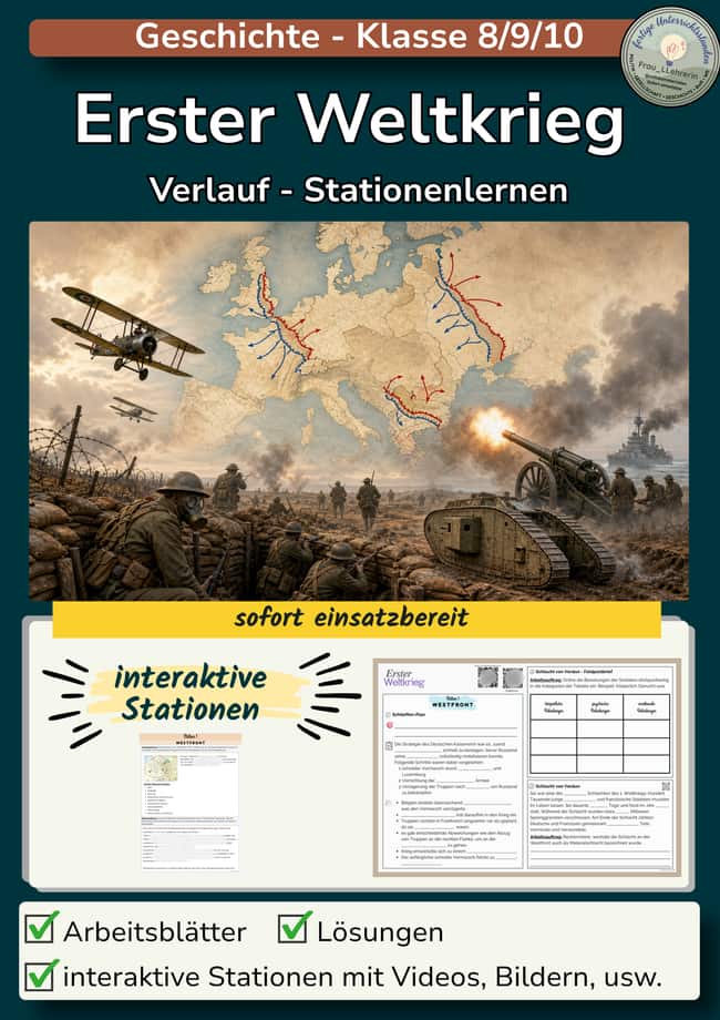 Vorschau – Erster Weltkrieg Stationenlernen – Seite 1
