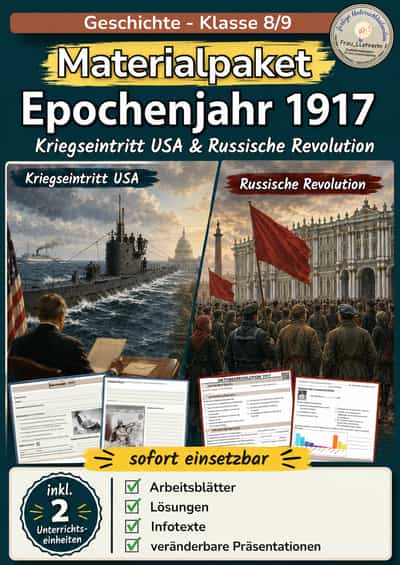 Cover – Epochenjahr 1917: Russische Revolutionen und Kriegseintritt der USA | Materialpaket