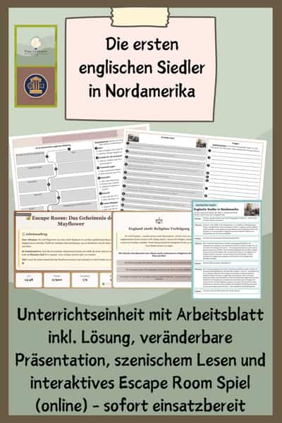 Cover – Die ersten englischen Siedler in Nordamerika - mit online Escape Game