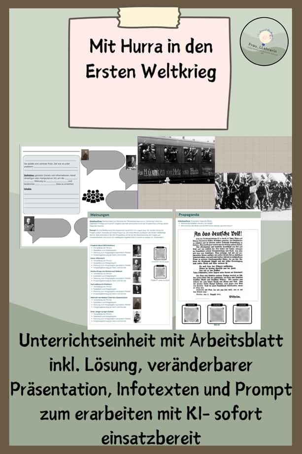 Vorschau – Erster Weltkrieg | Kriegsbegeisterung 1914 Klasse 9/10 – Seite 1