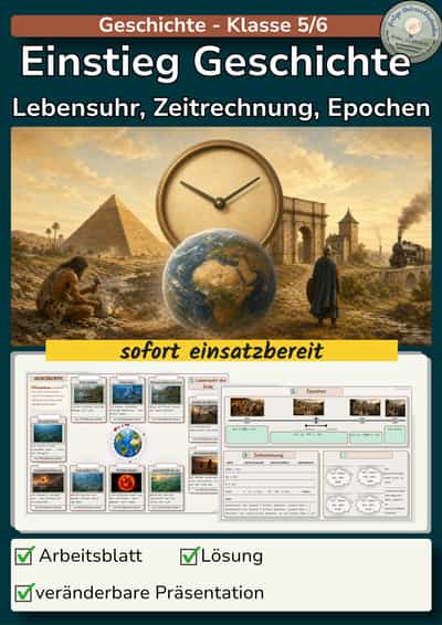 Cover – Geschichte: Lebensuhr, Epochen und Zeitrechnung | Einstieg Klasse 6