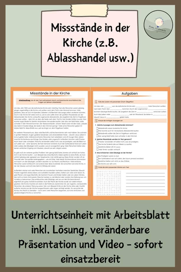 Vorschau – Missstände in der Kirche (Ablasshandel) – Seite 1