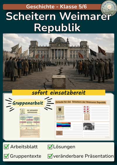 Cover – Scheitern der Weimarer Republik | Gruppenarbeit zu vier Ursachen
