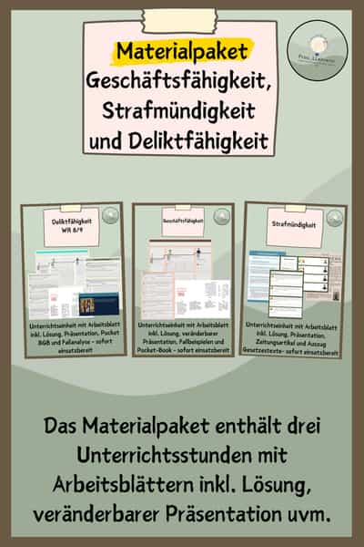 Cover – Geschäftsfähigkeit, Strafmündigkeit und Deliktfähigkeit Materialpaket