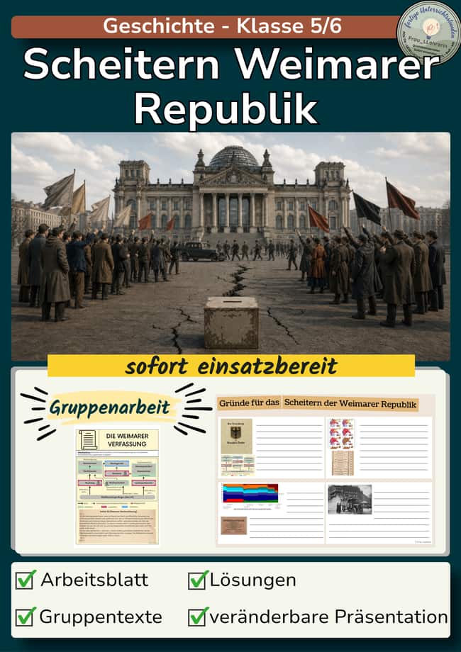 Vorschau – Weimarer Republik – Materialpaket | Verfassung, Krisenjahr 1923, Goldene 20er, Weltwirtschaftskrise & Scheitern – Seite 1
