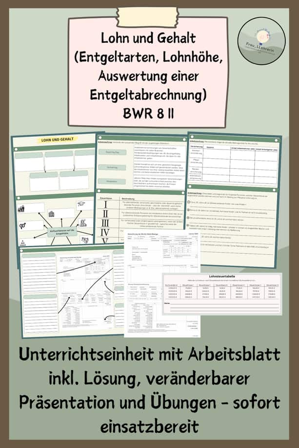 Vorschau – Lohn und Gehalt (Entgeltarten, Lohnhöhe und Auswertung Entgeltabrechnung) BWR 8II – Seite 1