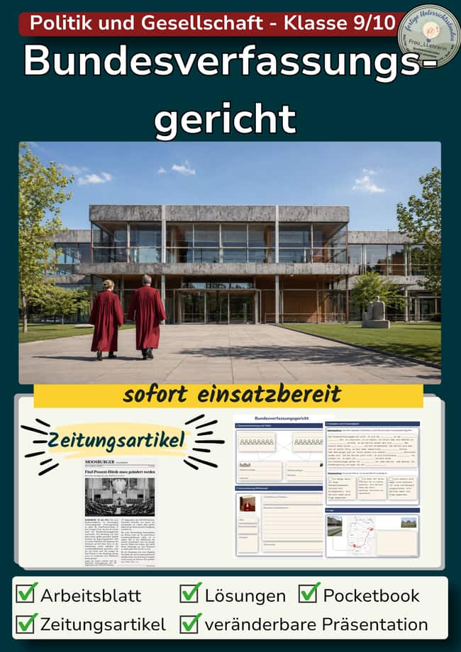 Vorschau – Bundesverfassungsgericht: Aufgaben und Klagearten | Unterrichtsstunde mit Fallbeispielen – Seite 1