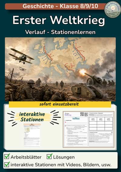 Cover – Erster Weltkrieg Stationenlernen
