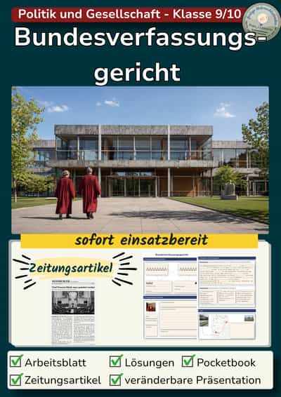 Cover – Bundesverfassungsgericht: Aufgaben und Klagearten | Unterrichtsstunde mit Fallbeispielen