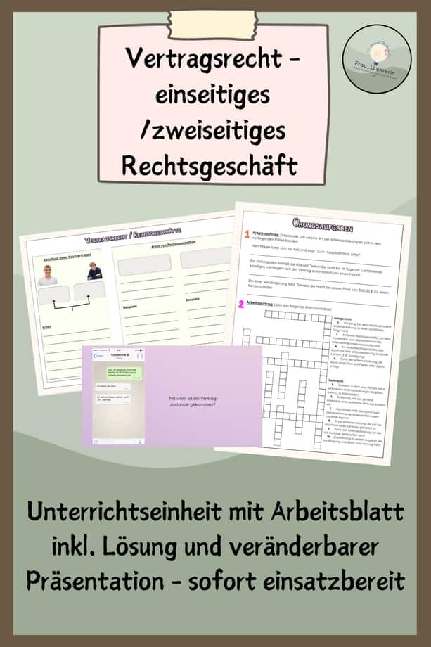 Vorschau – Vertragsrecht - einseitiges zweiseitiges Rechtsgeschäft – Seite 1
