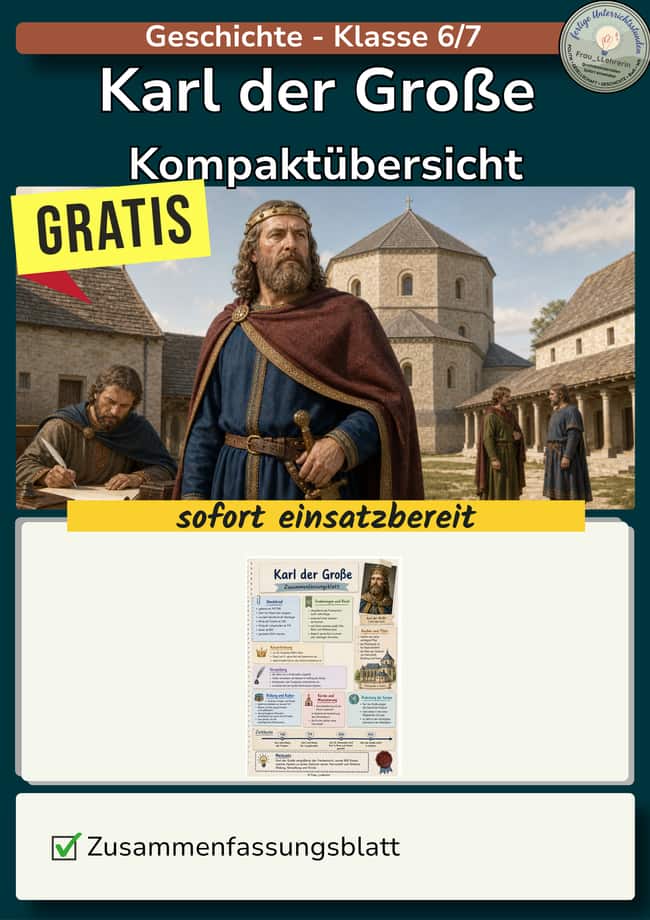 Vorschau – Karl der Große | Zusammenfassungsblatt Geschichte – Seite 1