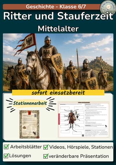 Cover – Ritter im Mittelalter: Rittertum und Stauferzeit | Stationenarbeit