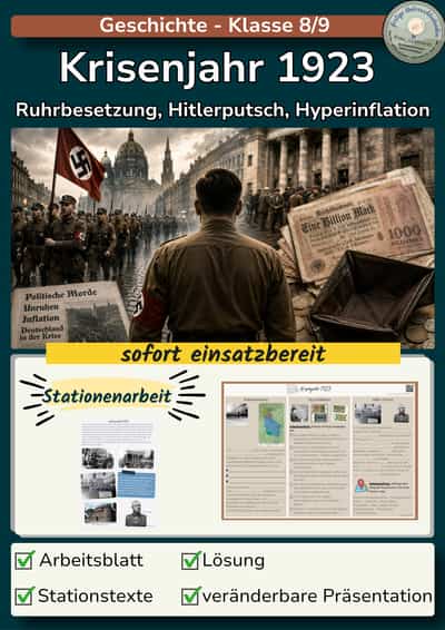 Cover – Krisenjahr 1923: Ruhrbesetzung, Hyperinflation und Hitlerputsch | Gruppenarbeit - Weimarer Republik