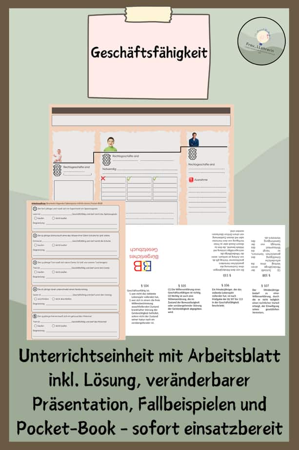 Vorschau – Geschäftsfähigkeit, Strafmündigkeit und Deliktfähigkeit Materialpaket – Seite 1