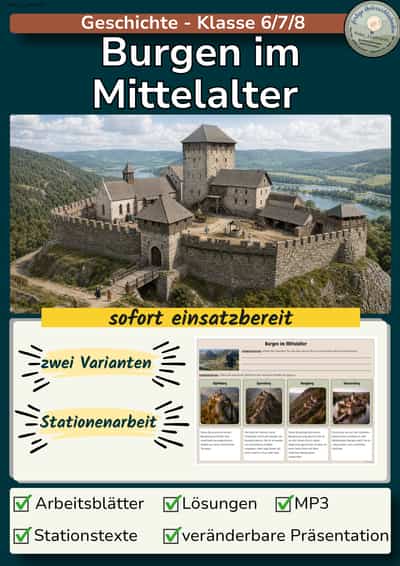 Cover – Burgen im Mittelalter | Stationenarbeit in zwei Varianten