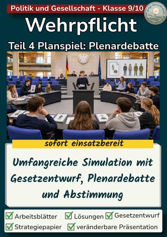 Vorschau – Wehrpflicht Planspiel | Teil 4: Gesetzentwurf, Plenardebatte und Ausschusssitzung – Seite 1