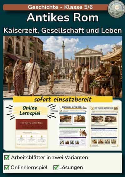 Vorschau - Stundenentwürfe - Antikes Rom - Kaiserzeit, Gesellschaft und Leben - online Lernspiel - Deckblatt