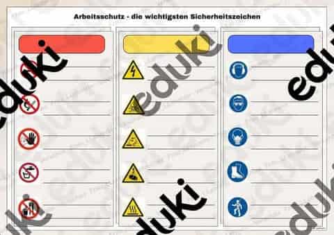 Vorschau - Stundenentwürfe - Arbeitsschutz - Sicherheitszeichen und besondere Schutzgruppen - WR 9 - Seite 1