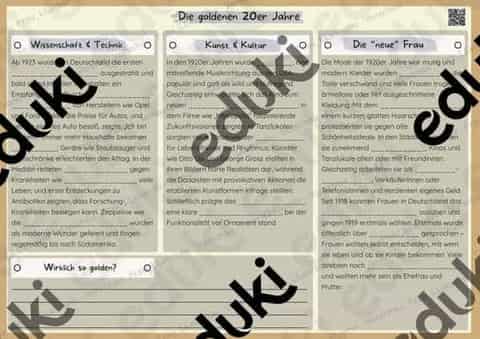 Vorschau - Stundenentwürfe - Die goldenen 20er Jahre - Seite 1