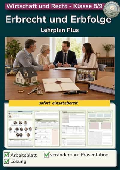 Vorschau - Stundenentwürfe - Erbrecht und Erbfolge - Deckblatt