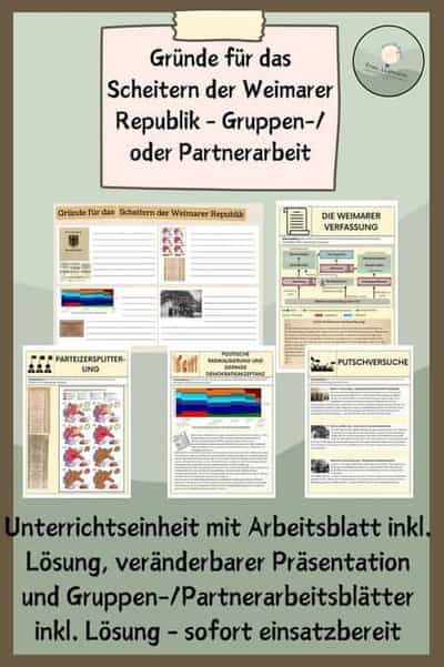 Vorschau - Stundenentwürfe - Gründe für das Scheitern der Weimarer Republik - Deckblatt