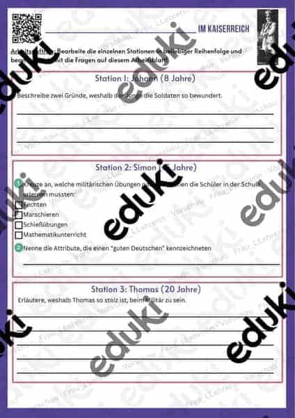 Vorschau - Stundenentwürfe - Kaiserreich - Militarismus und Nationalismus Stationenlernen - Seite 1