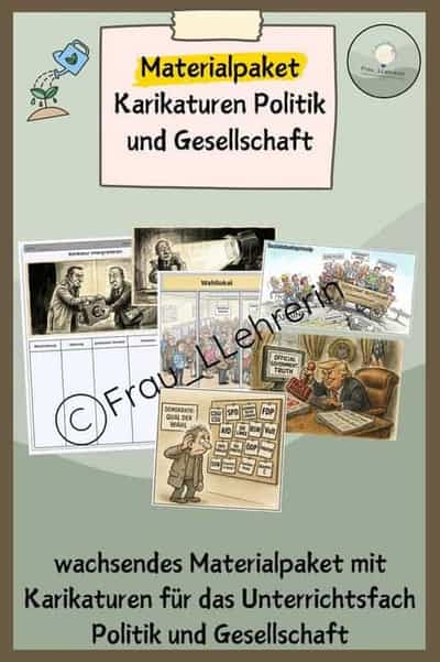 Vorschau - Arbeitsblätter - Karikaturen Materialpaket wachsend (PuG) - Deckblatt