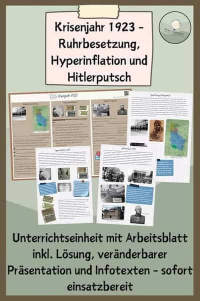 Vorschau - Stundenentwürfe - Krisenjahr 1923 - Ruhrbesetzung, Hyperinflation und Hitlerputsch - Deckblatt