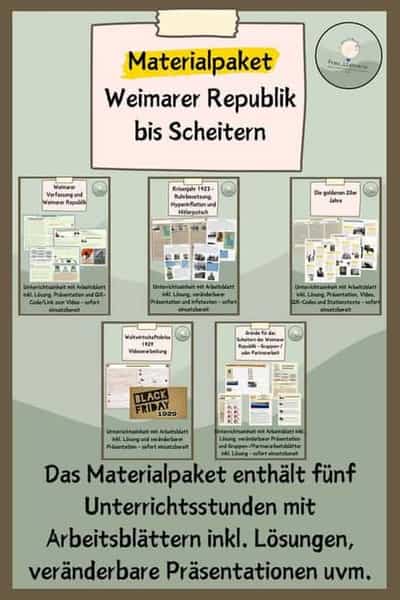 Vorschau - Stundenentwürfe - Materialpaket Weimarer Republik bis Scheitern - Deckblatt