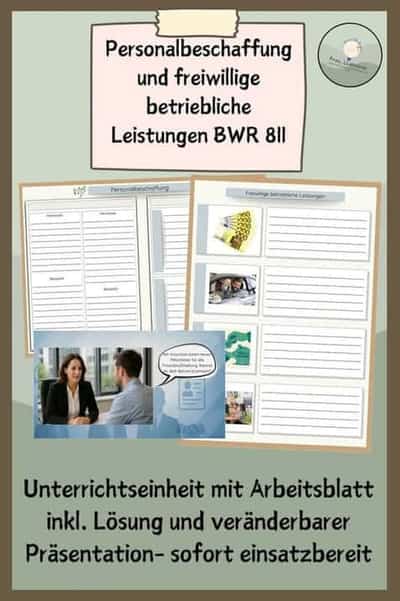 Vorschau - Stundenentwürfe - Personalbeschaffung und freiwillige betriebliche Leistungen BWR 8II - Deckblatt