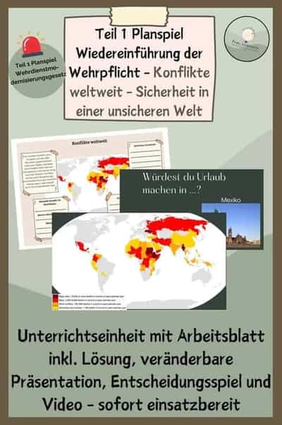 Vorschau - Stundenentwürfe - Planspiel Teil 1 Wiedereinführung der Wehrpflicht - Konflikte weltweit - Deckblatt