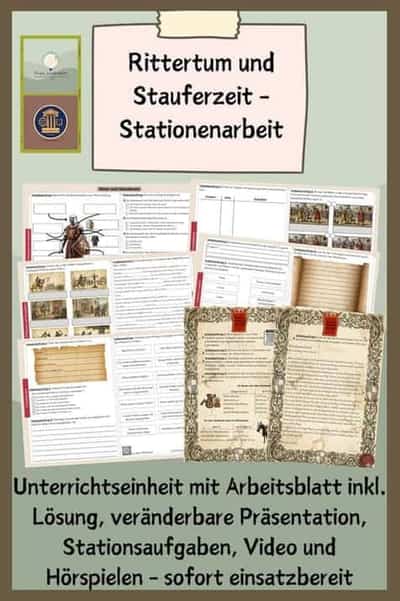 Vorschau - Stundenentwürfe - Rittertum und Stauferzeit - Stationenarbeit - Deckblatt