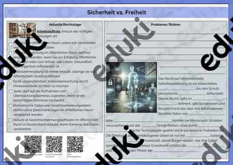 Vorschau - Stundenentwürfe - Teil 1 zum Planspiel Gesetzgebung: Einstieg Sicherheit vs. Freiheit - Live Gesichtserkennung - Seite 1