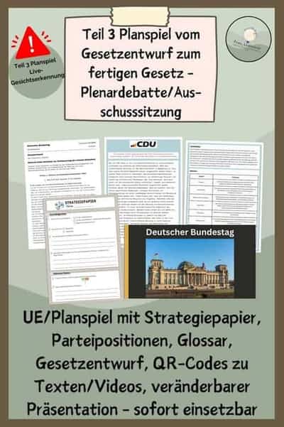 Vorschau - Stundenentwürfe - Teil 3 Planspiel Gesetzgebung: Plenardebatte Gesetzentwurf Live-Gesichtserkennung - Deckblatt
