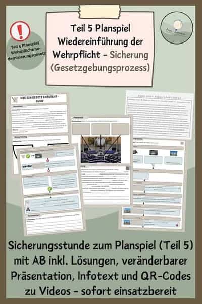 Vorschau - Stundenentwürfe - Teil 5 Planspiel Wiedereinführung Wehrpflicht - Sicherung (Gesetzgebungsprozess) - Deckblatt