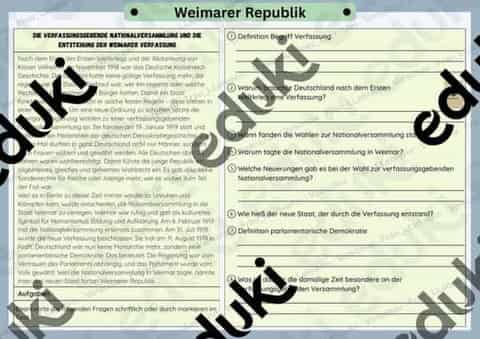 Vorschau - Stundenentwürfe - Weimarer Verfassung/Weimarer Republik - Seite 1