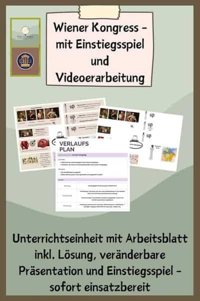 Vorschau - Stundenentwürfe - Wiener Kongress - Einstiegsspiel und Videoerarbeitung - Deckblatt